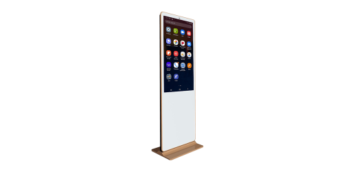 cavac_digital_signage_kiosk_white_and_gold_color